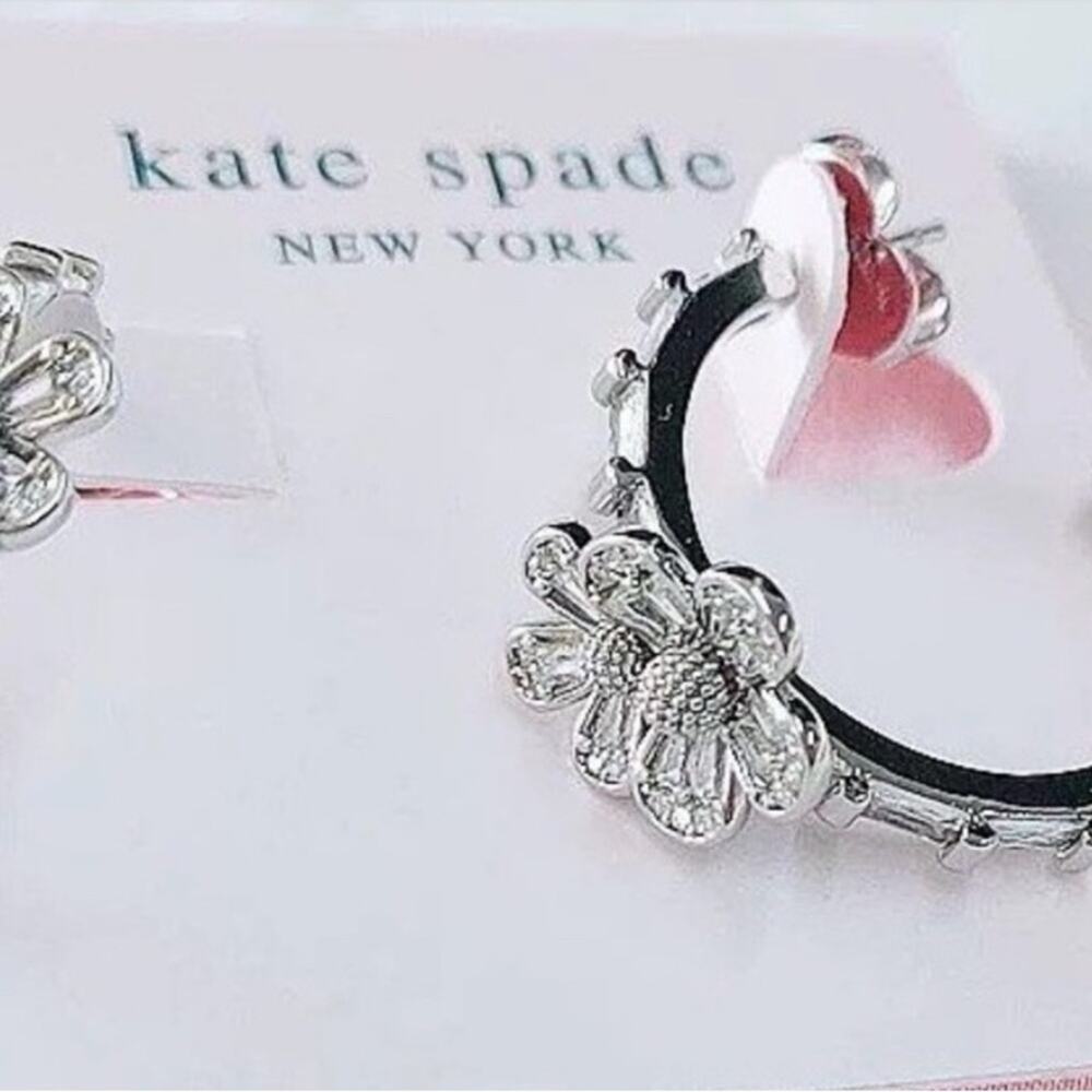 KATE SPADE Fleurette Hoop Earrings NWT Dust Bag Included - Picture 3 of 5
